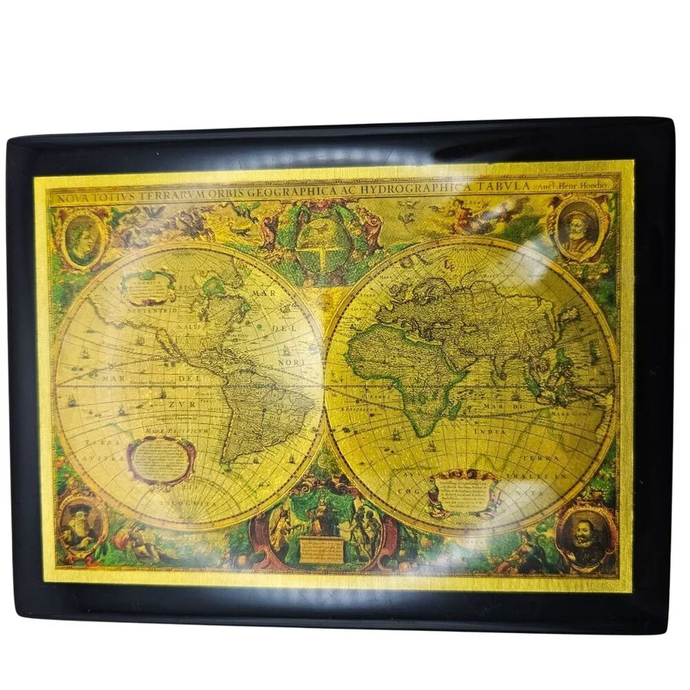 Pacific Connections Old World Map Lacquer Box